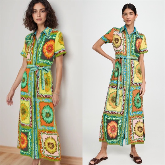 Alemais disco daisy button down floral dress